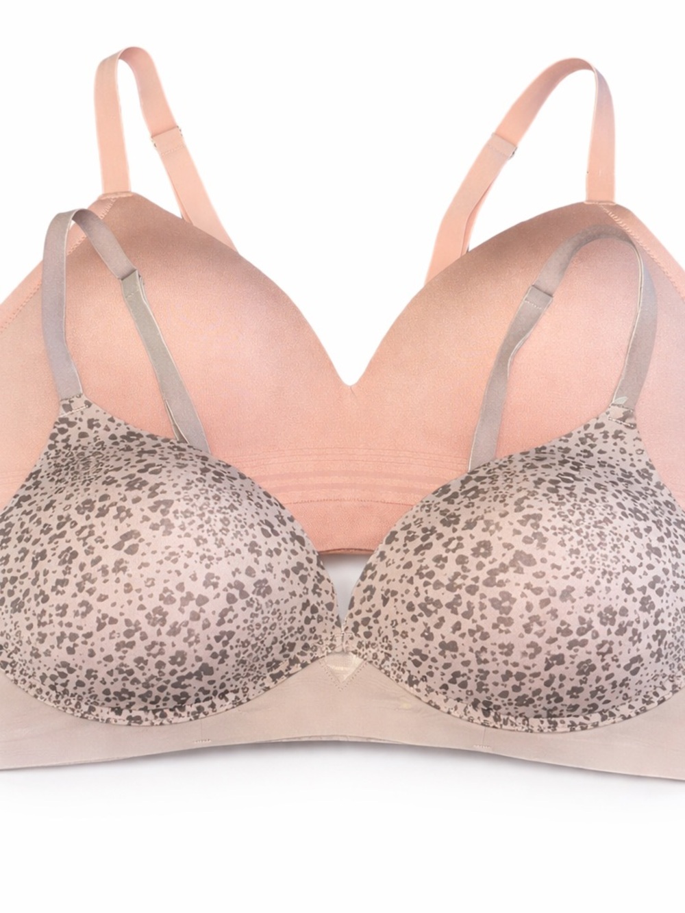 Seamless Wireless Padded Bra Bundle Beige Leopard & Blush Size XL and 38D